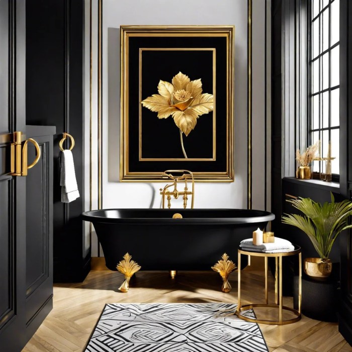 Black and gold bathroom wall decor