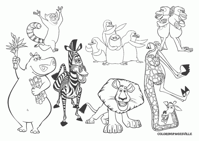 Madagascar animals coloring pages