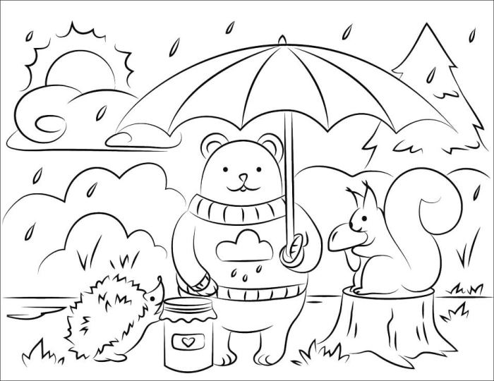 Fall animals coloring sheet