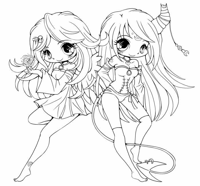 Cute anime chibi coloring pages