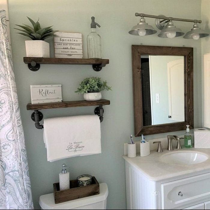 Decor for bathroom shelf