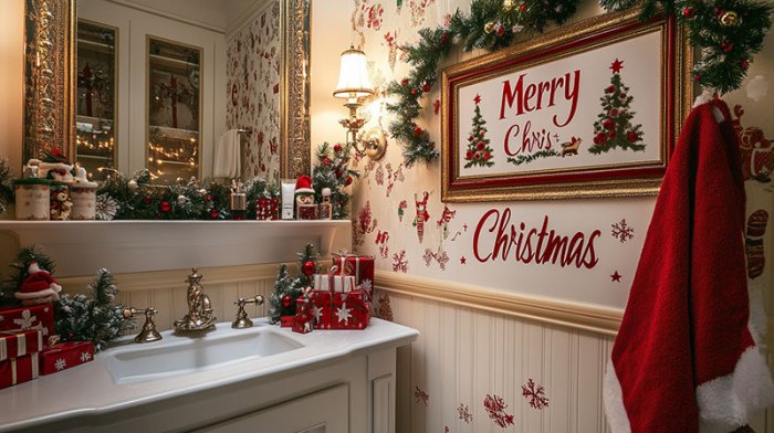 Christmas bathroom decorating ideas decorations decor bathrooms guest bell sets holidays ornaments winter will holiday saved toilet fun