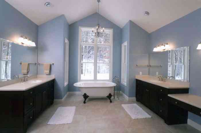 Dark blue bathroom decor