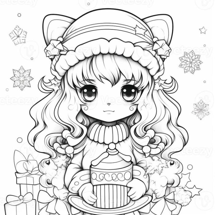 Anime christmas coloring pages