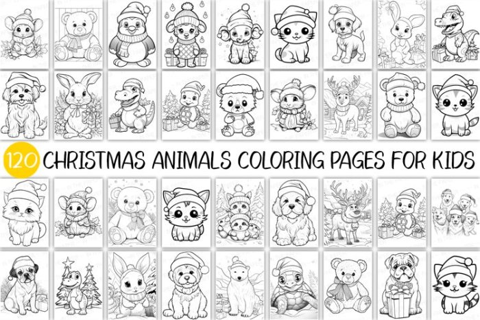 Christmas animals coloring page