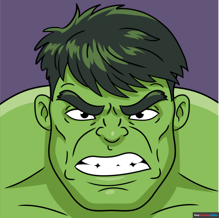 Hulk head and shoulders drawing easy