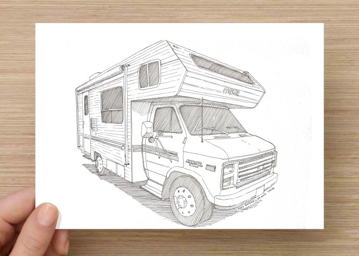 A easy drawing of a camper van