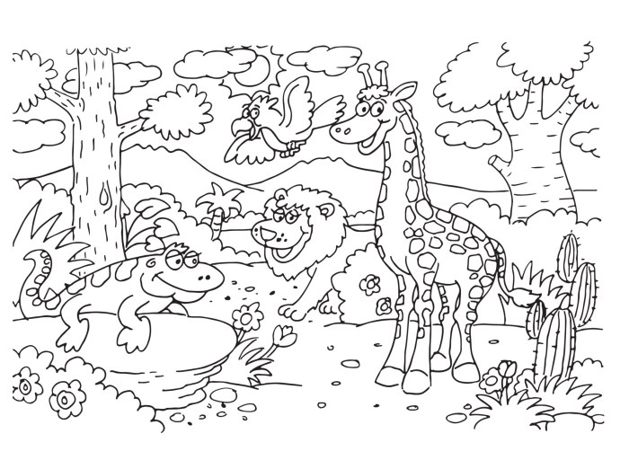 Coloring sheet forest animals