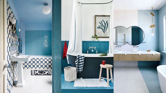 Blue and white bathroom decor