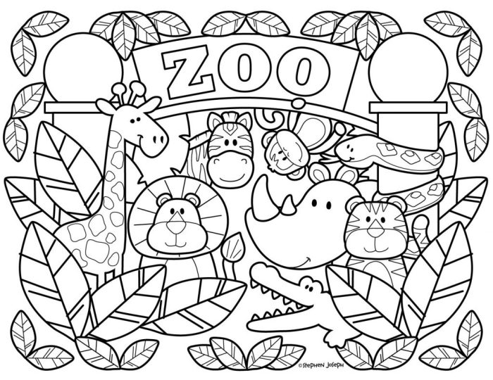 Zoo animals coloring sheet