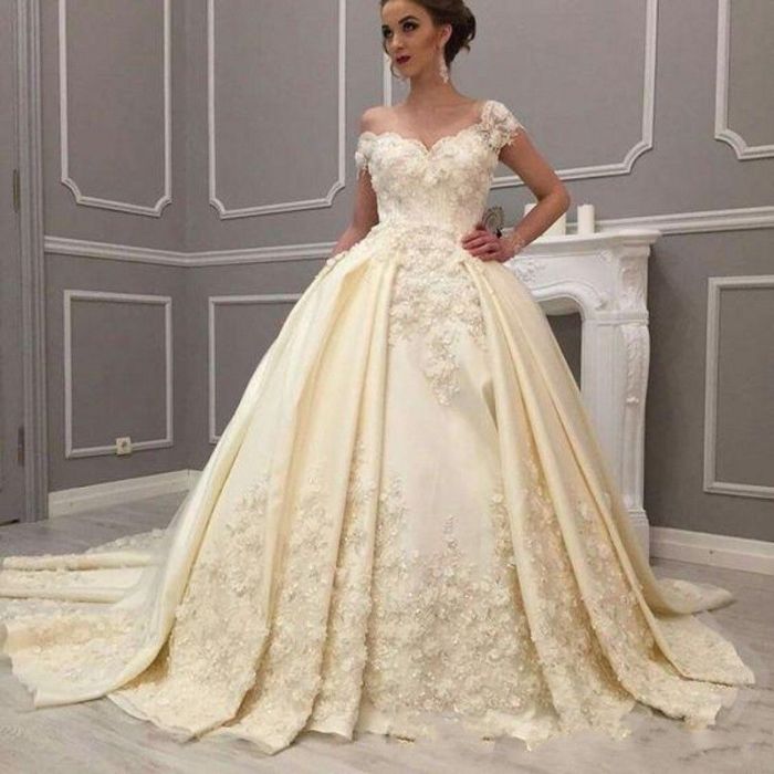 Cream colored lace wedding dresses