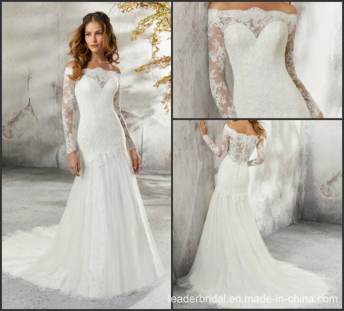 Deep v long sleeve wedding dress