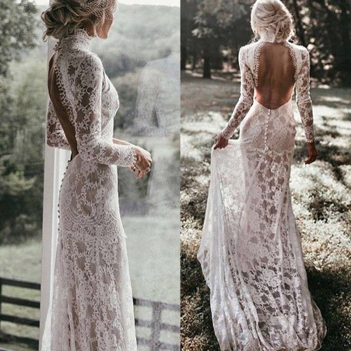 Deep plunge wedding dress