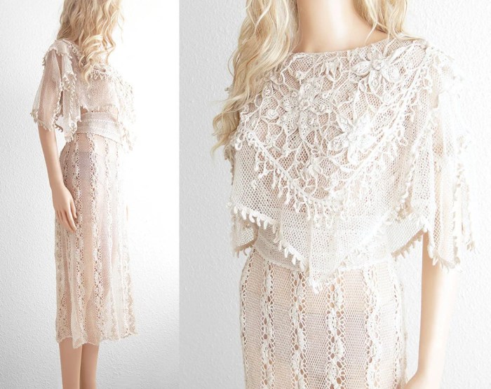 Crochet and lace wedding dress